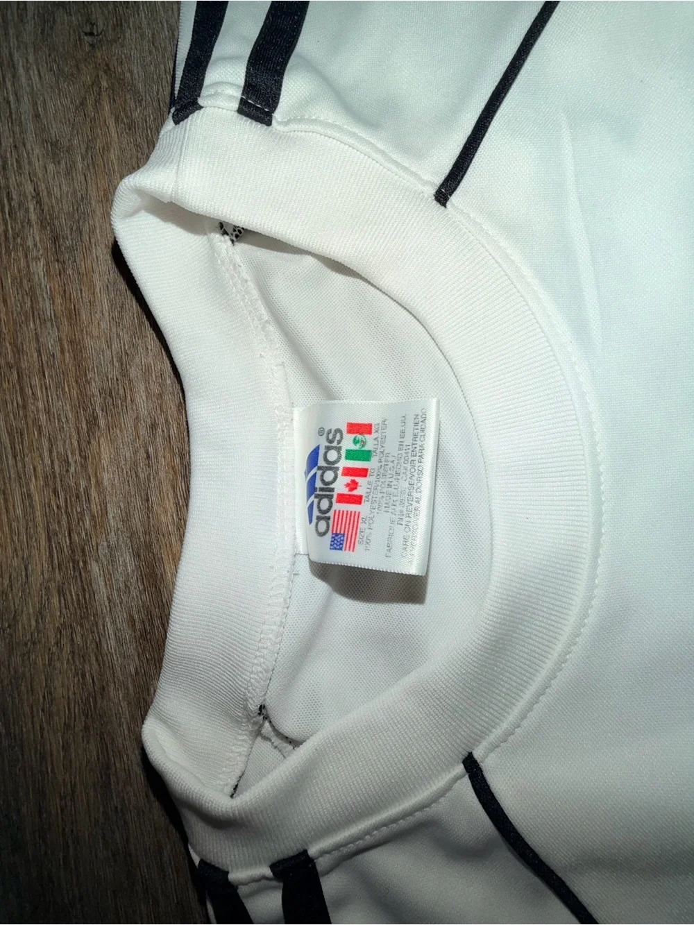 adidas White Short Sleeve Jersey with Black Logo and Accents